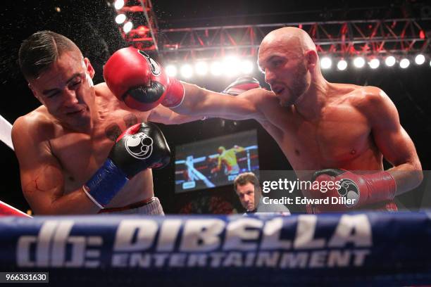 Dardan Zenunaj lands a right hand against Jose Salinas at the Fox Theater at Foxwoods Resort and Casino in Mashantucket, CT on September 01, 2016....