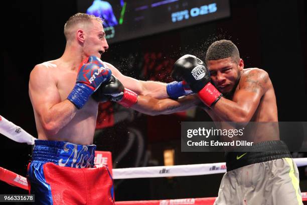 Nick DeLomba lands a left hand against Amos Cowart at the Fox Theater at Foxwoods Resort and Casino in Mashantucket, CT on September 01, 2016....