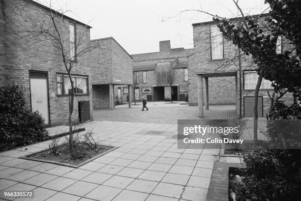 Child walking through an housing estate in Basildon, UK, 28th February 1979.