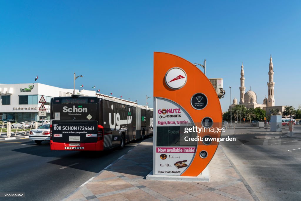 The bus station at Jumeirah mosque in Dubai