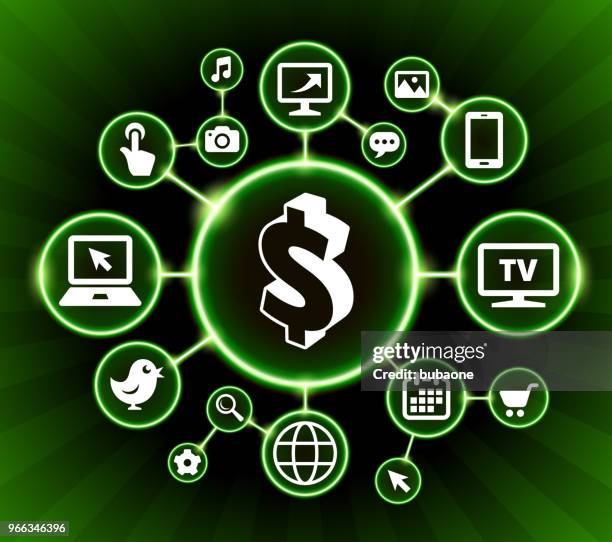 dollar symbol internet communication technology dark buttons background - hand on computer mouse stock illustrations