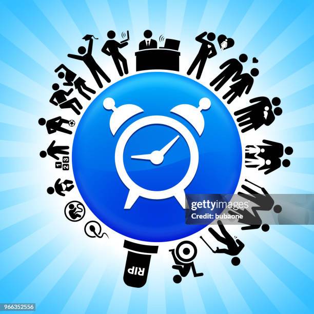 alarm clock lifecycle stages of life background - life cycle icon stock illustrations