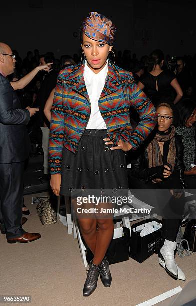 Singer Solange Knowles attends the Charlotte Ronson Fall 2010 Fashion Show during Mercedes-Benz Fashion Week at The Tent at Bryant Park on February...