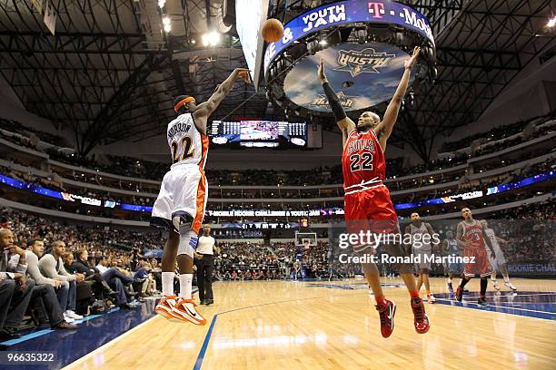 Anthony Morrow of the Sophomore team shoots against Taj Gibson of the Rookie team during the second half of the T-Mobile Rookie Challenge & Youth Jam...