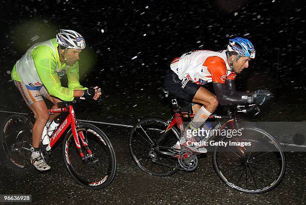 Kenny De Sousa of Brazil races in the rain during the one day event during the Speight's Coast to Coast on February 13, 2010 in Greymouth, New...