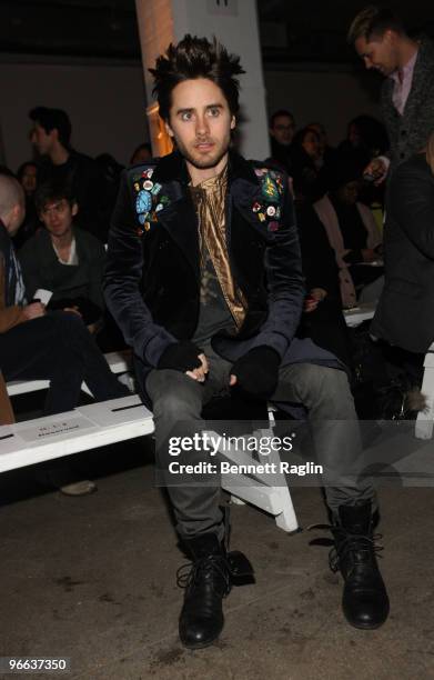 Actor Jared Leto attends the Robert Geller Fall 2010 fashion show during Mercedes-Benz Fashion Week at Exit Art on February 12, 2010 in New York City.