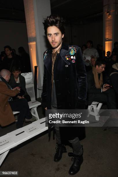 Actor Jared Leto attends the Robert Geller Fall 2010 fashion show during Mercedes-Benz Fashion Week at Exit Art on February 12, 2010 in New York City.