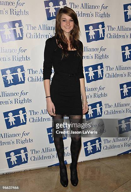 Actress Shailene Woodley attends the Alliance for Children's Rights annual dinner gala at the Beverly Hilton Hotel on February 10, 2010 in Beverly...