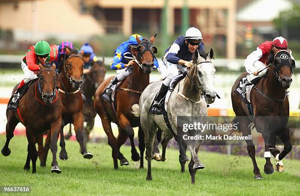 Jockey Michael Rodd riding Linton on his way to winning Race 6 the Top Cut Alister Clark Stakes during William Reid Stakes Day at Moonee Valley...