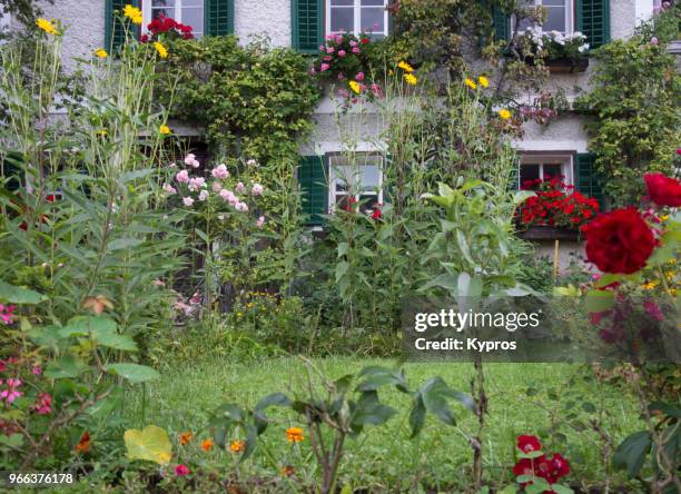 europe, austria, salzburg area, 2017: view of landscape gardening - urban gardening stock-fotos und bilder