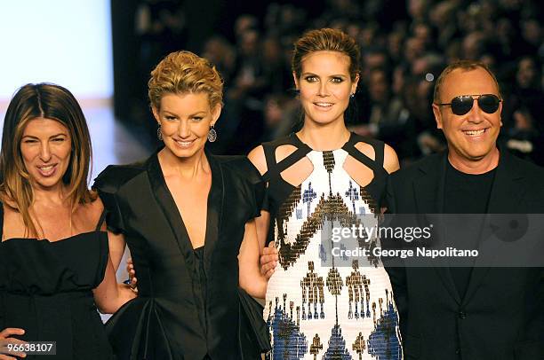 Nina Garcia, Faith Hill, Heidi Klum and Michal Kors attend the Project Runway Fall 2010 fashion show during Mercedes-Benz Fashion Week at Bryant Park...
