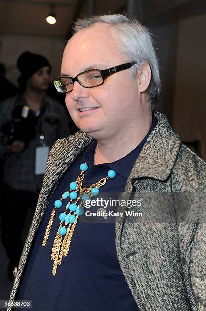 Mickey Boardman of Paper Magazine poses at Mercedes-Benz Fashion Week at Bryant Park on February 11, 2010 in New York City.