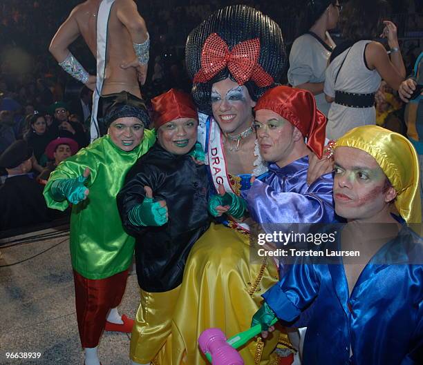 Madrogadora, the winner of the 2010 Drag Queen Show gala, poses at Las Palmas de Gran Canaria in Parque Catalina on February 12, 2010 in Las Palmas,...