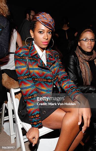 Musical artist Solange Knowles attends Charlotte Ronson Fall 2010 during Mercedes-Benz Fashion Week at Bryant Park on February 12, 2010 in New York...