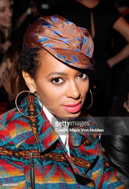 Musical artist Solange Knowles attends Charlotte Ronson Fall 2010 during Mercedes-Benz Fashion Week at Bryant Park on February 12, 2010 in New York...