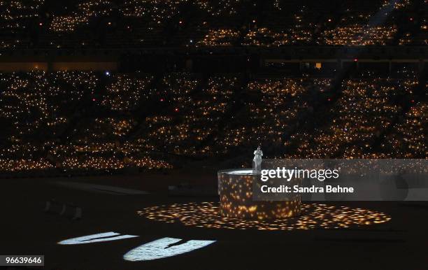 Lang performs during the Opening Ceremony of the 2010 Vancouver Winter Olympics at BC Place on February 12, 2010 in Vancouver, Canada.