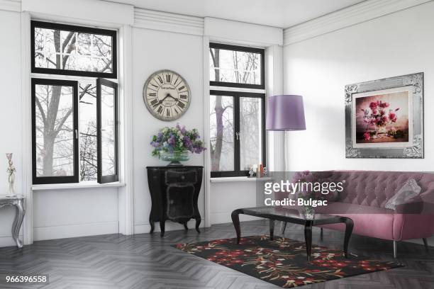 stylish and classy home interior - inside of a clock stock pictures, royalty-free photos & images