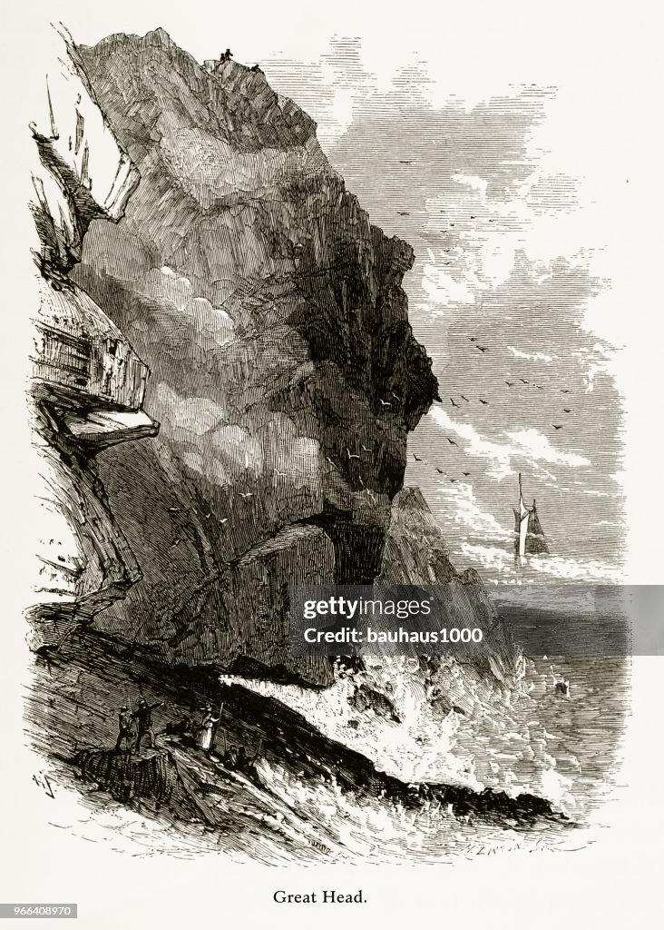 Great Head, Frenchman’s Bay, Maine, United States, American Victorian Engraving, 1872