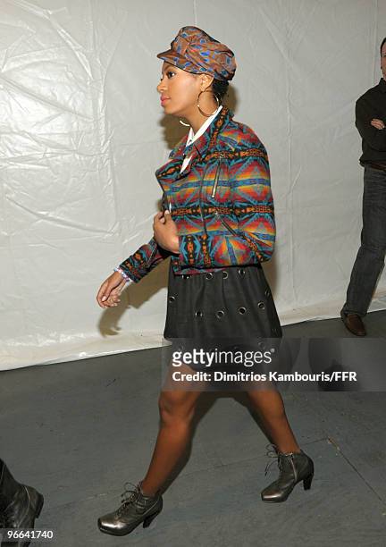 Singer Solange Knowles walks backstage at Naomi Campbell's Fashion For Relief Haiti NYC 2010 Fashion Show during Mercedes-Benz Fashion Week at The...