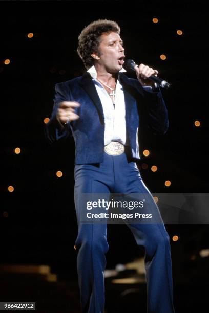 Tom Jones performs during Miss Universe on July 9,1984 in Miami.