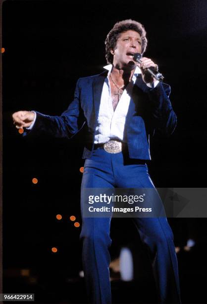 Tom Jones performs during Miss Universe on July 9,1984 in Miami.