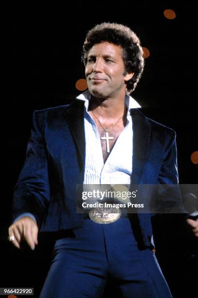 Tom Jones performs during Miss Universe on July 9,1984 in Miami.