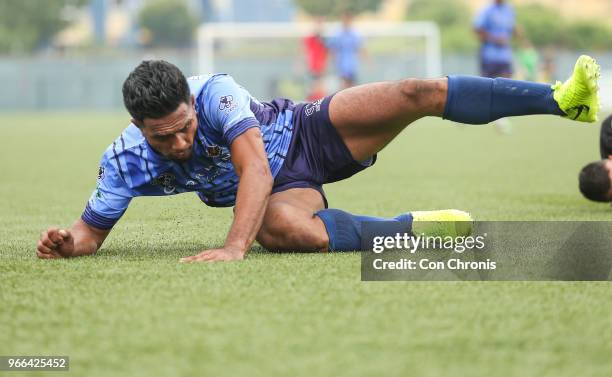 Vaiuli Nukualofa of Tuvalu during the CONIFA World Football Cup 2018 match between Szekely Land and Tuvalu at Haringey Borough on May 31, 2018 in...