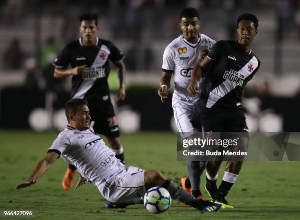 Fabricio of Vasco da Gama struggles for the ball with Jean of Botafogo during a match between Vasco da Gama and Botafogo as part of Brasileirao...