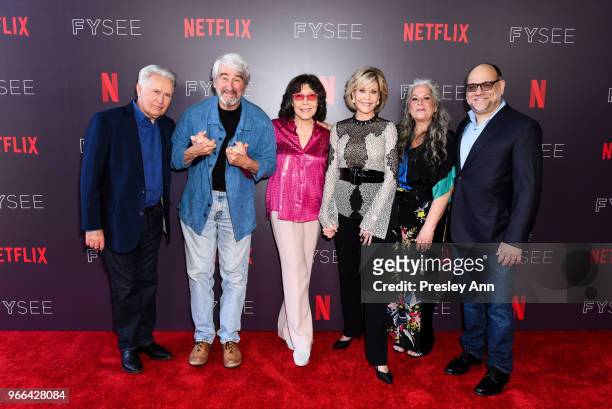 Martin Sheen; Sam Waterson; Lily Tomlin; Jane Fonda; Marta Kauffman, Marta Kauffman and Howard J. Morris attend #NETFLIXFYSEE Event For "Grace And...