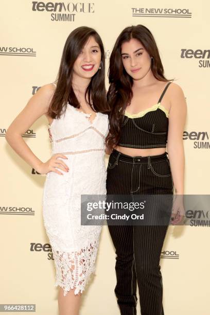 Angelica Idrovo Castillo and Lauren Jauregui attend Teen Vogue Summit 2018: #TurnUp - Day 2 at The New School on June 2, 2018 in New York City.