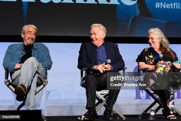 Sam Waterson, Martin Sheen and Marta Kauffman attend #NETFLIXFYSEE Event For "Grace And Frankie" at Netflix FYSEE At Raleigh Studios on June 2, 2018...