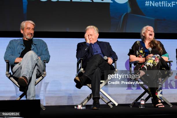 Sam Waterson, Martin Sheen and Marta Kauffman attend #NETFLIXFYSEE Event For "Grace And Frankie" at Netflix FYSEE At Raleigh Studios on June 2, 2018...