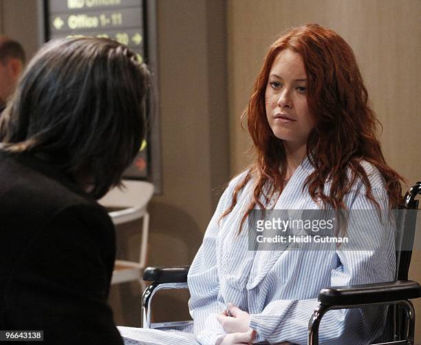 Michael Easton and Melissa Archer in a scene that airs the week of February 15, 2010 on Disney General Entertainment Content via Getty Images...