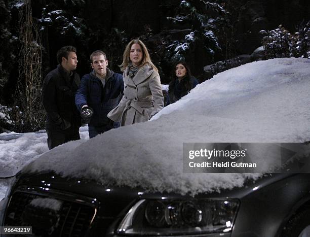 Scott Clifton , Scott Evans , Susan Haskell and Amanda Setton in a scene that airs the week of February 8, 2010 on Disney General Entertainment...