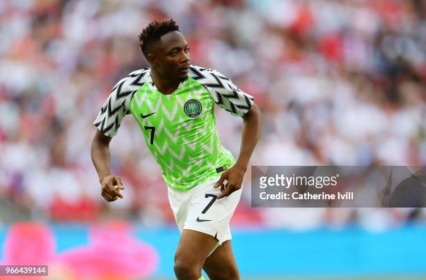 Ahmed Musa of Nigeria during the International Friendly match between England and Nigeria at Wembley Stadium on June 2, 2018 in London, England.