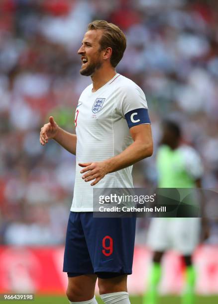 Captain Harry Kane of England during the International Friendly match between England and Nigeria at Wembley Stadium on June 2, 2018 in London,...
