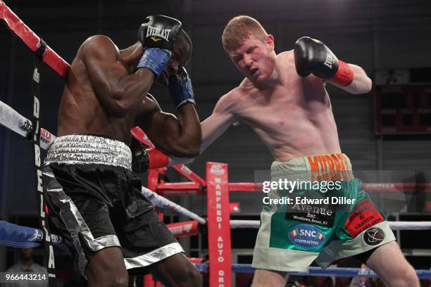 Noel Murphy lands a right hand against Anton Williamson at the Aviator Sports Complex in the Brooklyn borough of New York City, NY on November 20,...