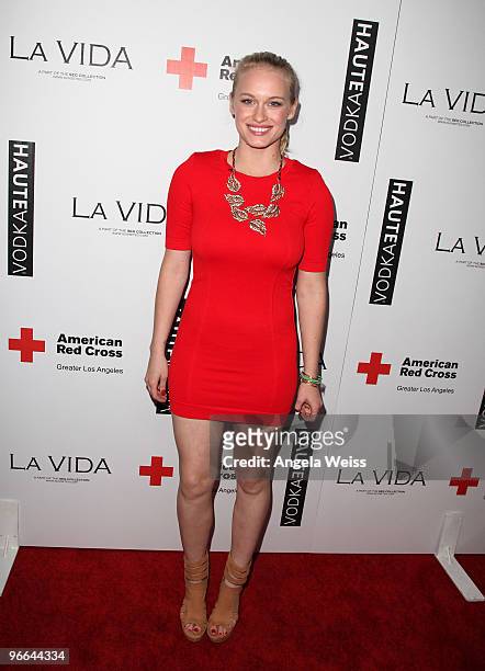 Actress Levin Rambin attends the grand opening of La Vida restaurant to benefit Haiti Relief and Development at La Vida on February 12, 2010 in Los...