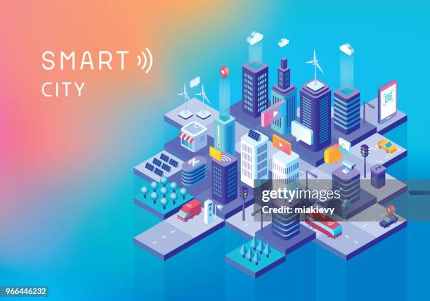 bildbanksillustrationer, clip art samt tecknat material och ikoner med smart city-konceptet - storstad