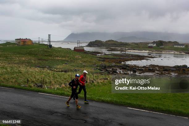 Group of athletes at The Arctic Triple - Lofoten Ultra-Trail on June 2, 2018 in Svolvar, Norway. Lofoten Ultra-Trail is one of three races organized...