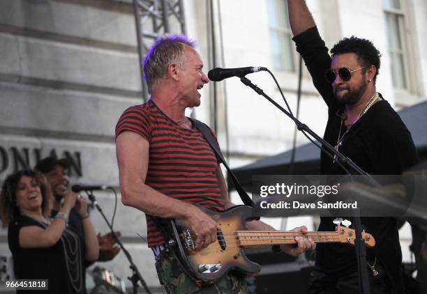 Musicians Shaggy and Sting perform before Game Three of the 2018 NHL Stanley Cup Final between the Vegas Golden Knights and the Washington Capitals...