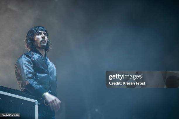 Xavier de Rosnay of Justice performs at Forbidden Fruit Festival on June 2, 2018 in Dublin, Ireland.