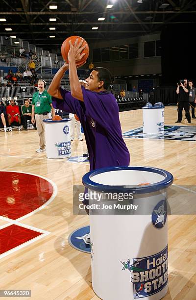 Diamon Simpson of the Los Angeles D-Fenders shoots the ball during the Haier Shooting Stars as part of the NBA D-League Dream Factory Friday Night...
