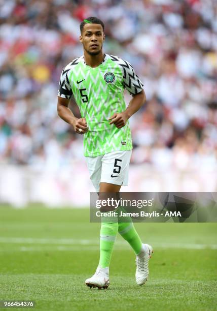 William Troost-Ekong of Nigeria during the International Friendly between England and Nigeria at Wembley Stadium on June 2, 2018 in London, England.