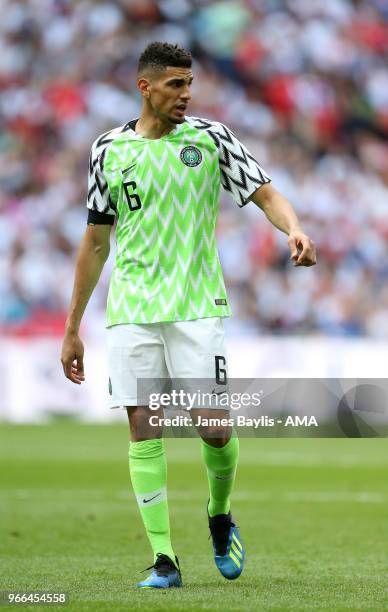 Leon Balogun of Nigeria during the International Friendly between England and Nigeria at Wembley Stadium on June 2, 2018 in London, England.