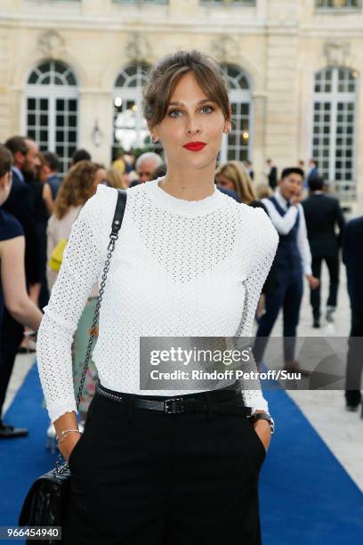 Presenter Ophelie Meunier attends Longines Steffie Graf Andre Agassi "10 Years of Partnership For Children" at Musee Rodin on June 2, 2018 in Paris,...