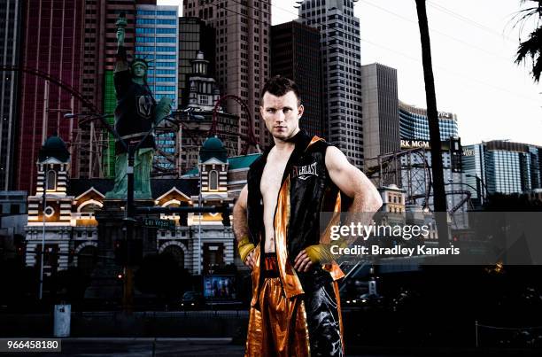 Australian boxer Jeff Horn poses during a portrait session on June 2, 2018 in Las Vegas, Nevada. Jeff Horn will defend his welterweight world title...