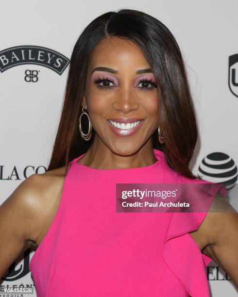 Personality Shaun Robinson attends the Ladylike Foundation's 2018 Annual Women Of Excellence Scholarship Luncheon at The Beverly Hilton Hotel on June...