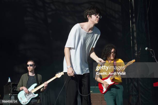 Seth Dalby, Will Toledo and Gianni Alello of Car Seat Headrest perform on stage during Primavera Sound Festival day 4 at Parc del Forum on June 2,...