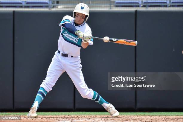 Wilmington outfielder Noah Bridges makes contact with a pitch during the NCAA Baseball Greenville Regional between the Ohio State Buckeyes and the...